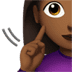 🧏🏾‍♀️ deaf woman: medium-dark skin tone display on Apple